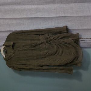 PLT Ruched Olive Green Textured Dress/16